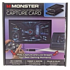 Monster 4K HDMI Capture Card USB 3.0 1080p60 Game Streaming Recorder MAD1 Sealed